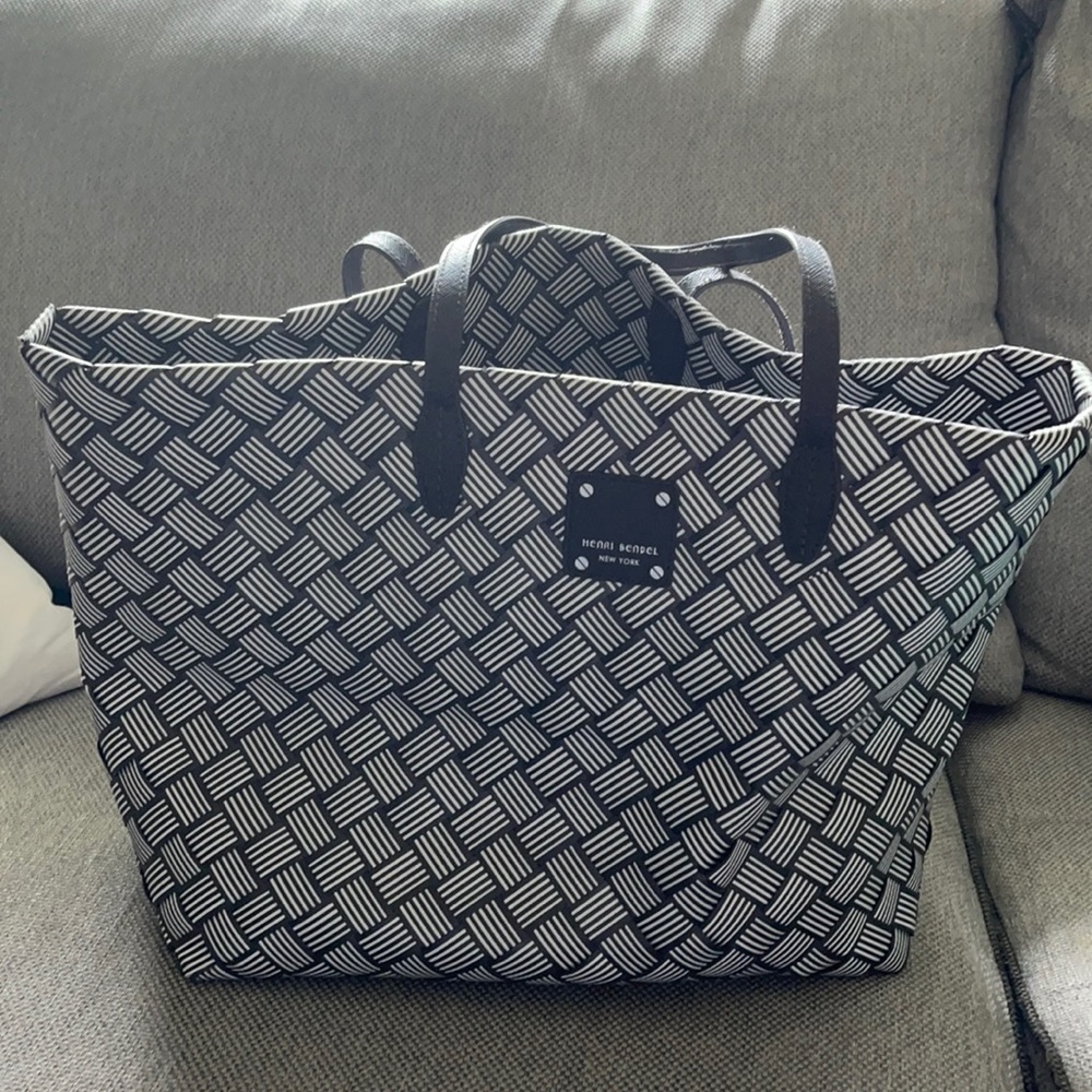 Henri Bendel market tote, brown/white pattern